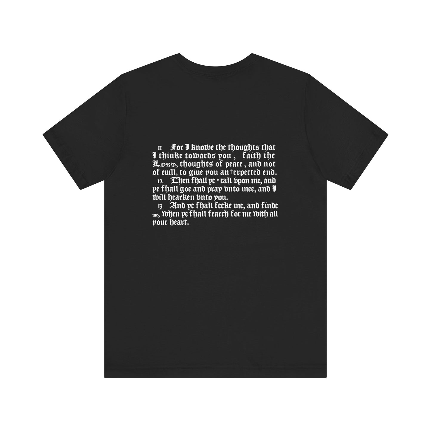 Unisex T-Shirt with 1611 King James Bible verse Jeremiah 29:11-13