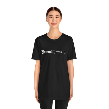 Unisex T-Shirt with 1611 King James Bible verse Jeremiah 29:11-13