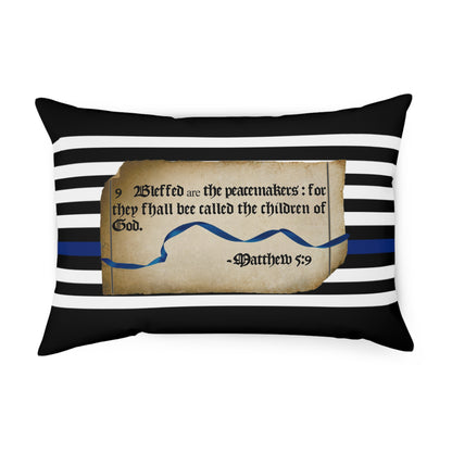 Matthew 5:9 Thin Blue Line - Black Pillow Cushion