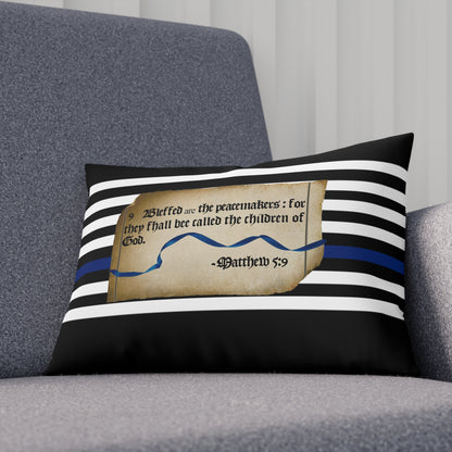 Matthew 5:9 Thin Blue Line - Black Pillow Cushion