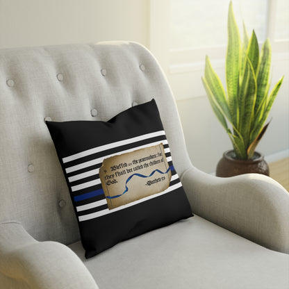 Matthew 5:9 Thin Blue Line - Black Pillow Cushion